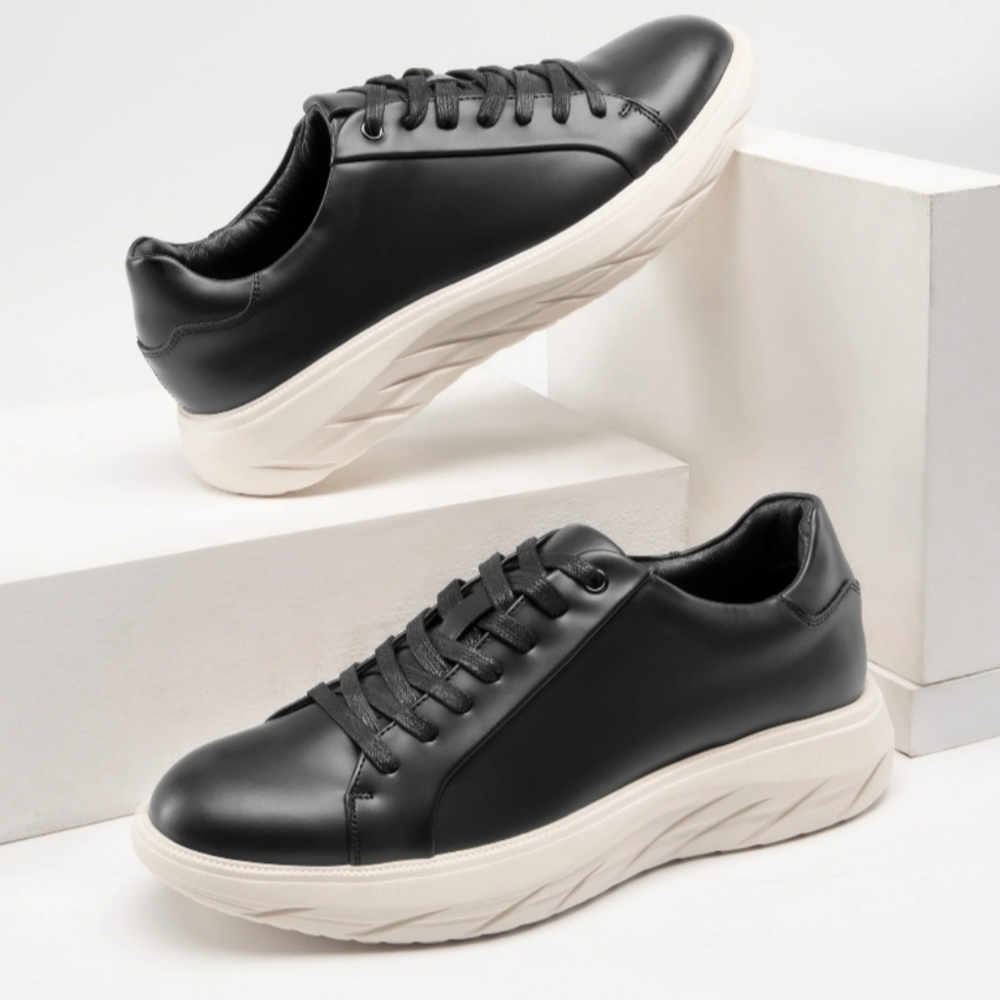 Bruno Marc Men's Black Faux Leather Oxford Dress Sneakers, Sz 13